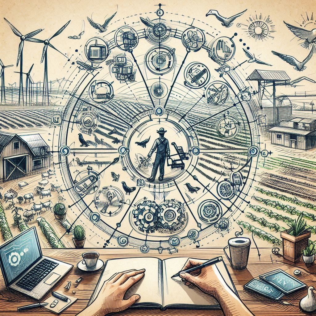 sketch agriculture automation and central management without birds